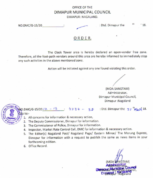 ORDER 21 March 2018  Dimapur Muncipal Council
